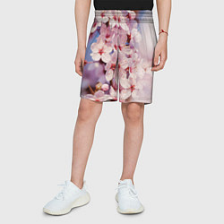 Шорты детские Цветущая сакура крупно, цвет: 3D-принт — фото 2