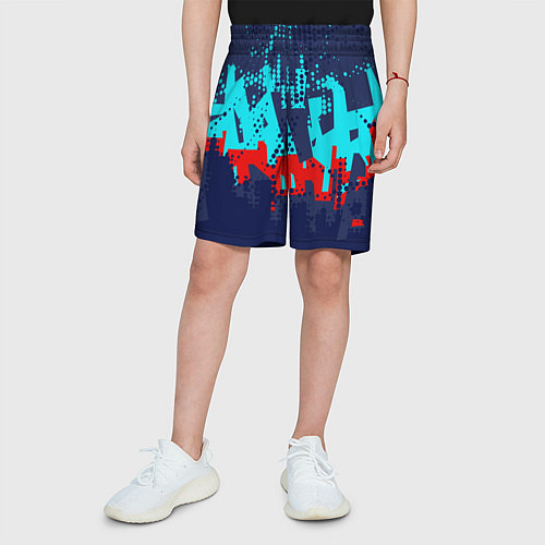 Детские шорты Красно-синяя абстракция / 3D-принт – фото 3