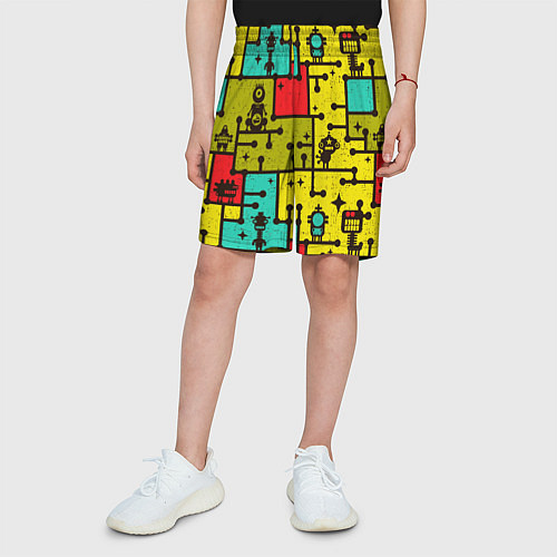 Детские шорты Роботы монстры паттерн / 3D-принт – фото 3