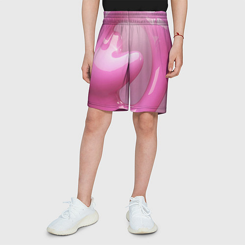 Детские шорты Розовые краски абстракция / 3D-принт – фото 3