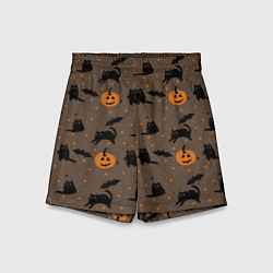 Шорты детские Хэллоуин и кот, цвет: 3D-принт