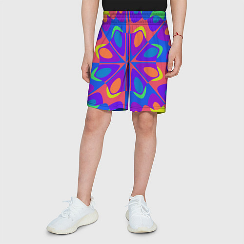 Детские шорты Оптический узор красочная мозаика / 3D-принт – фото 3