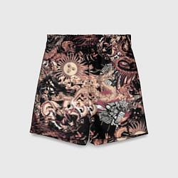 Шорты детские Драконы самурай и феникс, цвет: 3D-принт