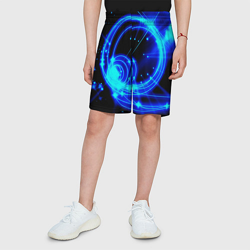 Детские шорты Оптические синие волны / 3D-принт – фото 3
