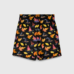 Шорты детские Ведьмина шляпа - паттерн, цвет: 3D-принт