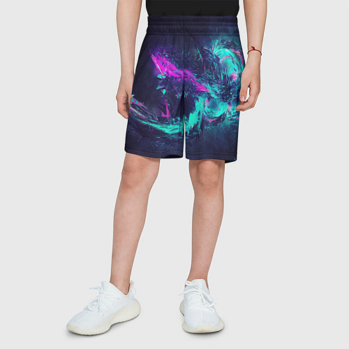 Детские шорты Неоновые краски абстракция / 3D-принт – фото 3