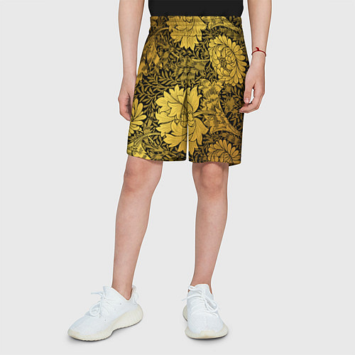 Детские шорты Золотые подсолнухи / 3D-принт – фото 3