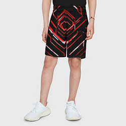 Шорты детские Красные смазанные линии на чёрном фоне, цвет: 3D-принт — фото 2