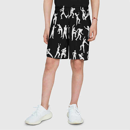 Детские шорты Silhouettes of moving people / 3D-принт – фото 3