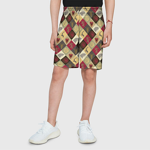 Детские шорты Лого домов Игра престолов паттерн / 3D-принт – фото 3