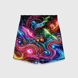 Шорты детские Красочная неоновая абстракция - нейроарт, цвет: 3D-принт