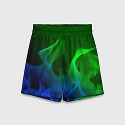 Шорты детские Столкновение огней синий и зелёный, цвет: 3D-принт