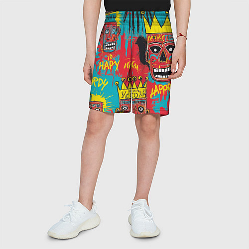 Детские шорты Абстракция в стиле баския / 3D-принт – фото 3