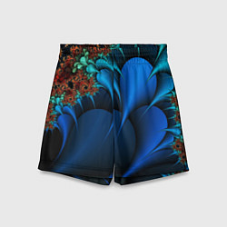Шорты детские Фрактальный узор голубой, цвет: 3D-принт
