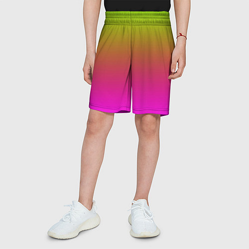 Детские шорты Неоновый градиент фон / 3D-принт – фото 3