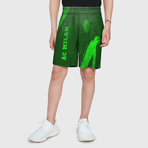 Детские шорты AC Milan - green gradient вертикально / 3D-принт – фото 3