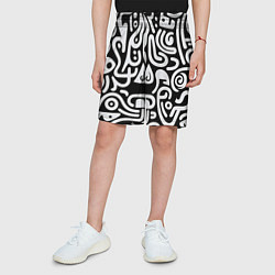 Шорты детские Современный черно белый паттерн, цвет: 3D-принт — фото 2