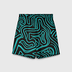 Шорты детские Абстракция из бирюзовых полос, цвет: 3D-принт