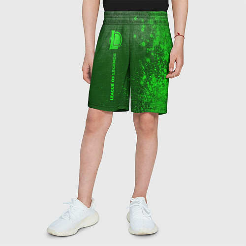 Детские шорты League of Legends - green gradient по-вертикали / 3D-принт – фото 3