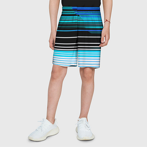 Детские шорты Разноцветные вертикальные линии / 3D-принт – фото 3