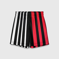 Шорты детские Вертикальные полосы триколор красный, цвет: 3D-принт