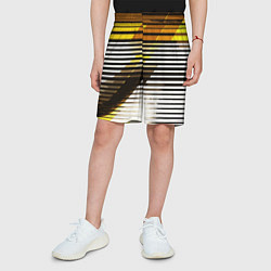 Шорты детские Жёлто-чёрные полосы на белом фоне, цвет: 3D-принт — фото 2