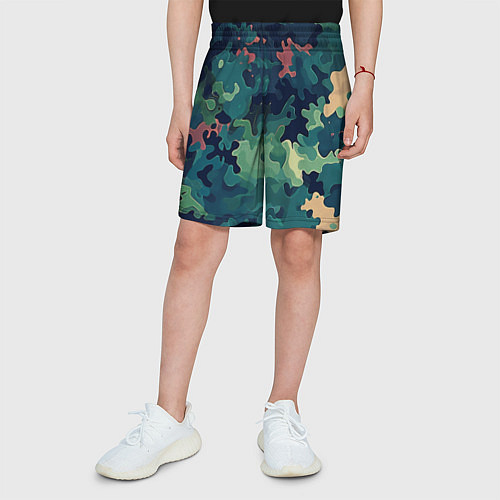 Детские шорты Армейский камуфляж зеленый / 3D-принт – фото 3