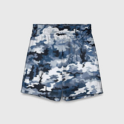 Шорты детские Камуфляж серо синий, цвет: 3D-принт
