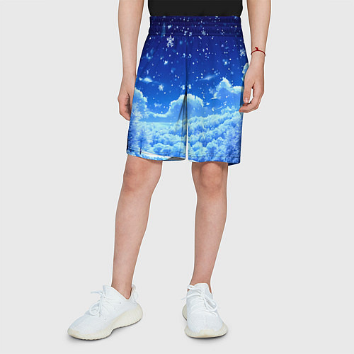 Детские шорты Заснеженный лес / 3D-принт – фото 3