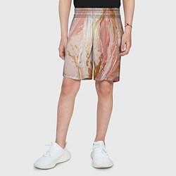 Шорты детские Брызги розовых и золотых красок в хаотичных узорах, цвет: 3D-принт — фото 2