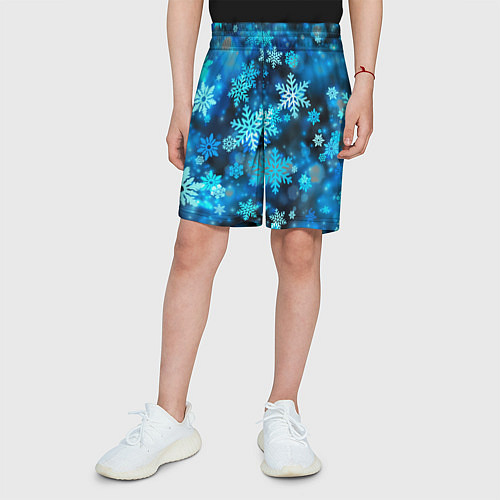 Детские шорты Снежный новогодний узор / 3D-принт – фото 3