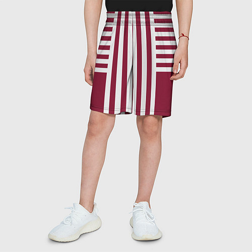 Детские шорты Бело красный узор в полоску / 3D-принт – фото 3