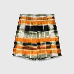 Шорты детские Белые полосы на чёрно-жёлтом фоне, цвет: 3D-принт