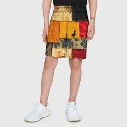 Шорты детские Пэчворк с птичкой, цвет: 3D-принт — фото 2
