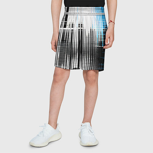 Детские шорты Сине-чёрный гранж на белом фоне / 3D-принт – фото 3