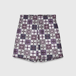 Шорты детские Серый сиреневый геометрический узор пэчворк, цвет: 3D-принт