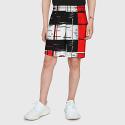 Шорты детские Чёрные и красные полосы на белом фоне, цвет: 3D-принт — фото 2