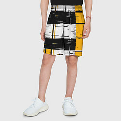 Шорты детские Жёлтые и чёрные полосы на белом фоне, цвет: 3D-принт — фото 2