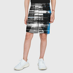 Шорты детские Горизонтальные чёрные линии на бело-синем фоне, цвет: 3D-принт — фото 2