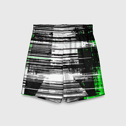 Шорты детские Горизонтальные чёрные линии на бело-зелёном фоне, цвет: 3D-принт