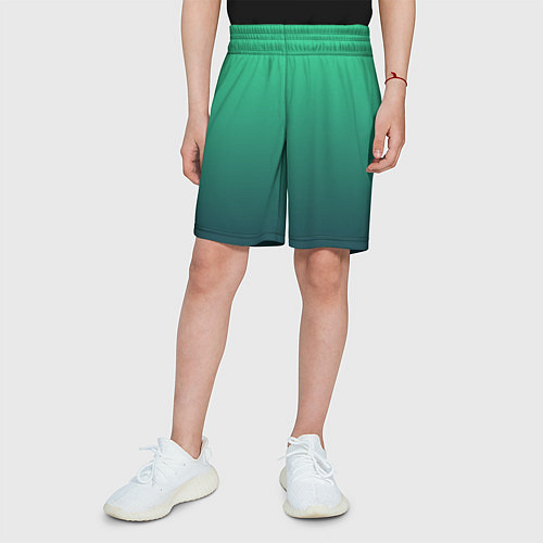 Детские шорты Градиент тихоокеанский зелёный / 3D-принт – фото 3