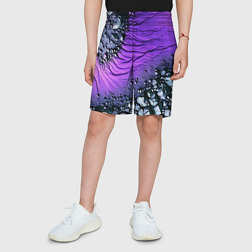 Детские шорты Камни и фиолетовая земля / 3D-принт – фото 3