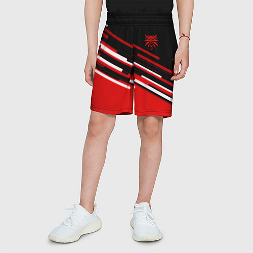 Детские шорты Ведьмак полосы геометрия / 3D-принт – фото 3