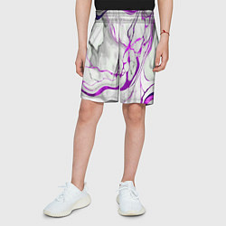 Шорты детские Фиолетово-белый мрамор, цвет: 3D-принт — фото 2