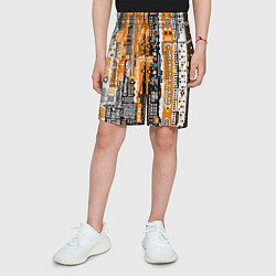 Шорты детские Киберпанк паттерн жёлтый, цвет: 3D-принт — фото 2
