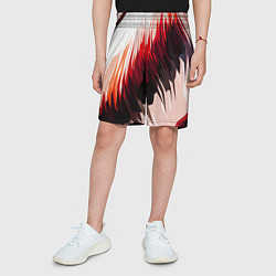 Шорты детские Чёрно-красные острые полосы на белом фоне, цвет: 3D-принт — фото 2