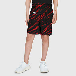 Шорты детские N7 - красный камуфляж, цвет: 3D-принт — фото 2
