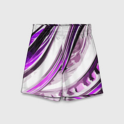 Шорты детские Волнистая бело-фиолетовая абстракция, цвет: 3D-принт