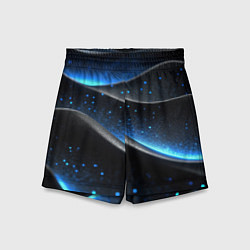 Шорты детские Черная волнистая текстура с синей пыльцой, цвет: 3D-принт