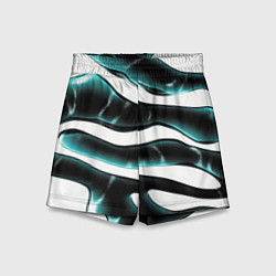 Шорты детские Абстрактный черно-зеленый камуфляж, цвет: 3D-принт
